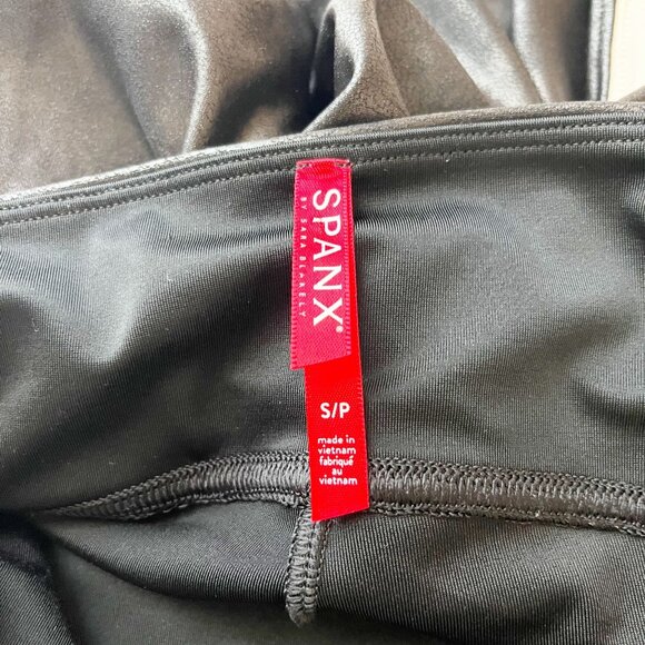 Spanx Faux Leather Tuxedo Stripe Skinny Fit Leggings - Size Small - Picture 3 of 7